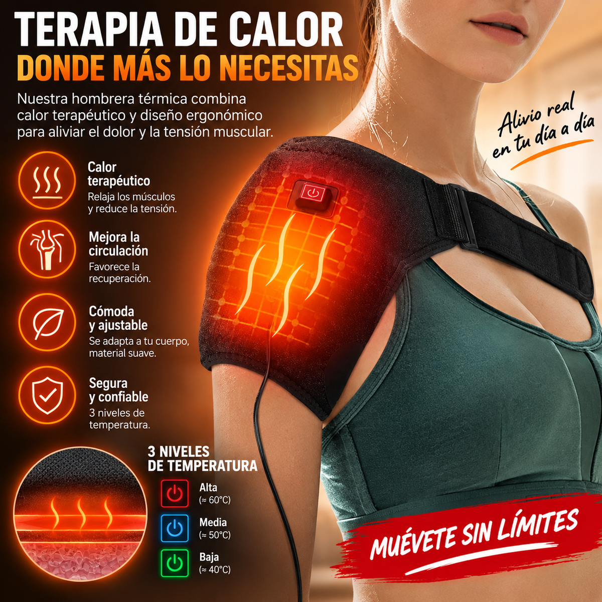 Hombrera Térmica 3 Niveles Calor