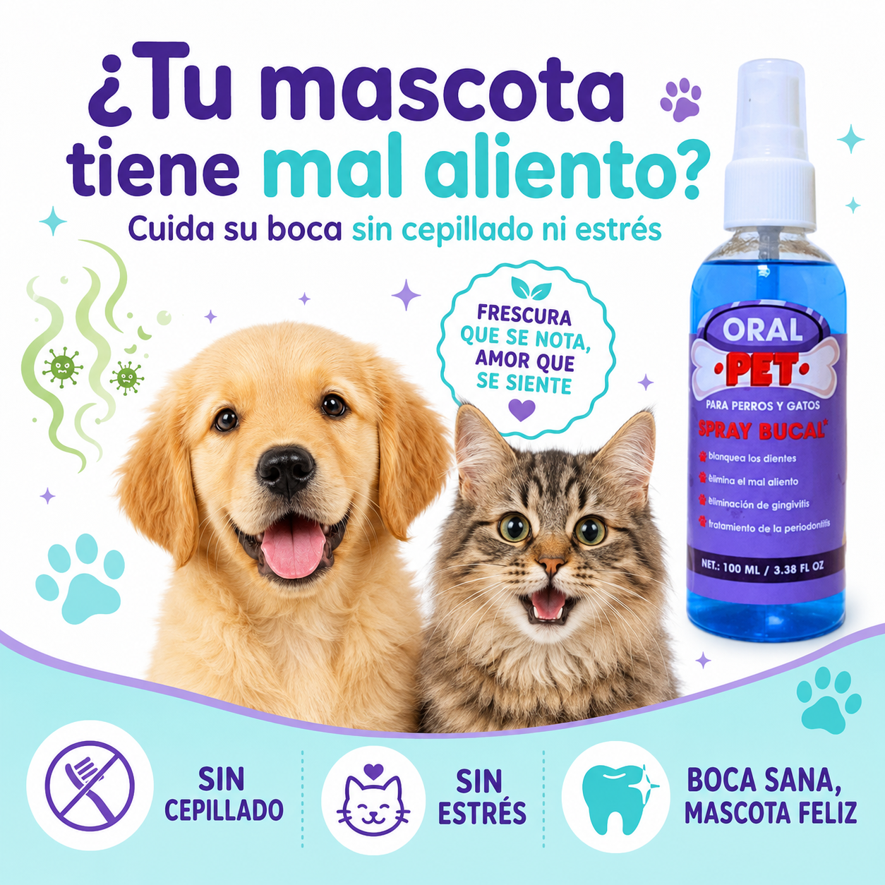 Oral Pet Spray Bucal Limpiador Mascotas