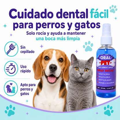 Oral Pet Spray Bucal Limpiador Mascotas