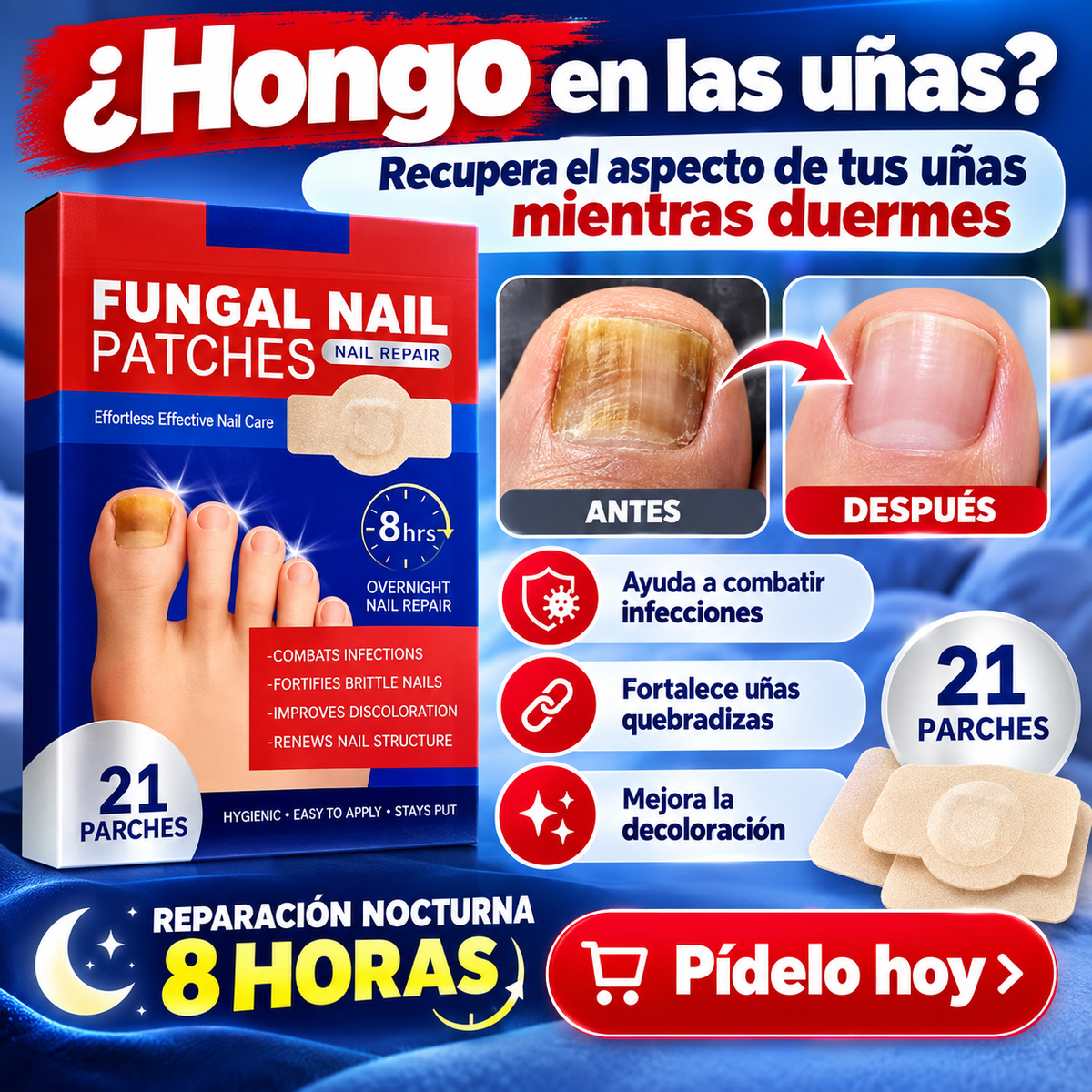 Azul Parche Anti Hongo Una Original