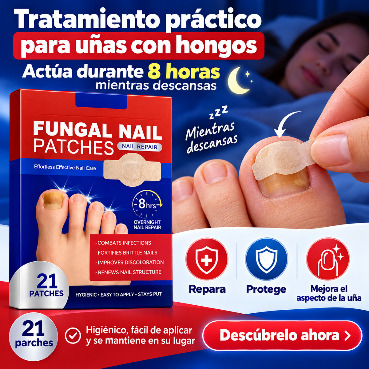 Azul Parche Anti Hongo Una Original