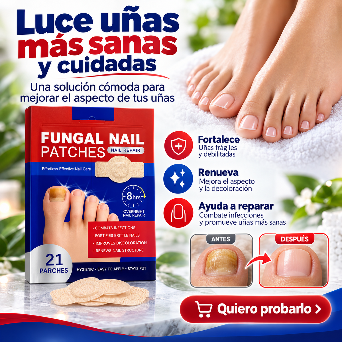 Azul Parche Anti Hongo Una Original